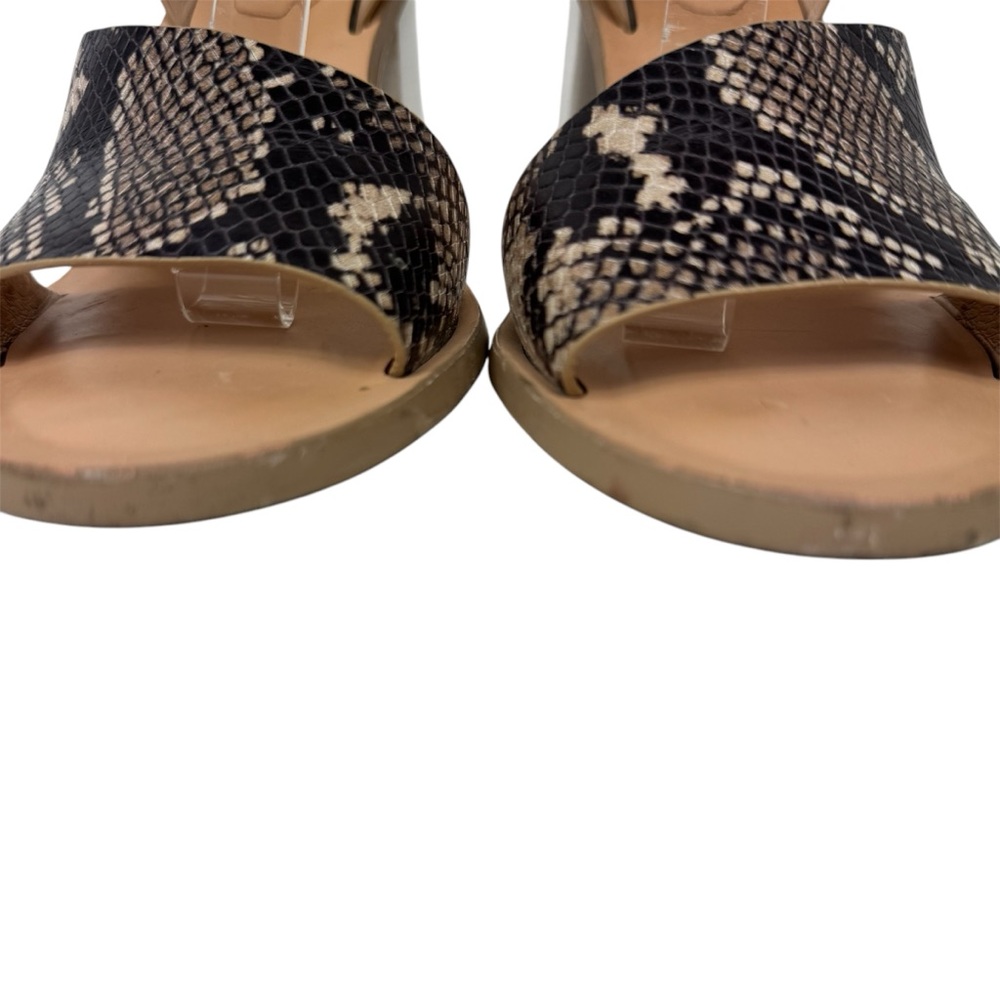 Gianni Bini Marilane Leather snake print block-heel sandals blk wht tan sz 8.5 - Picture 8 of 16